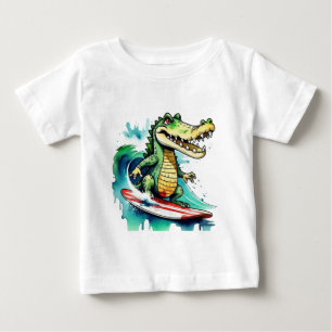 Pour Bébé Funny crocodile surf T-shirt