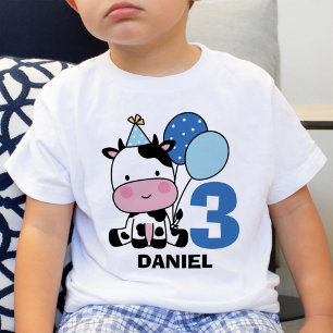 Pour Bébé Garçon 3e anniversaire mignonne vache T-shirt pers
