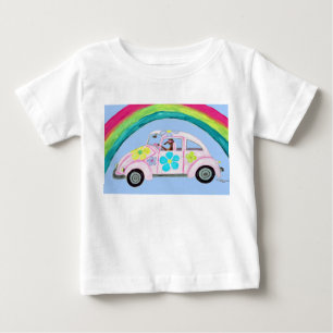 Pour Bébé Greyhound dans une voiture hippie avec un T-Shirt