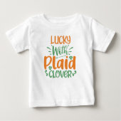 Pour Bébé Heureux avec le trèfle plaid ? St Patrick T-Shirt (Devant)