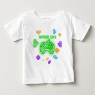 Pour Bébé Jeu sur t-shirt du joueur vert néon, bleu & jaune