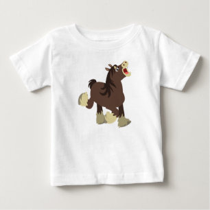 Pour Bébé Joli Cartoon Exubérant Shire Cheval Baby T-shirt