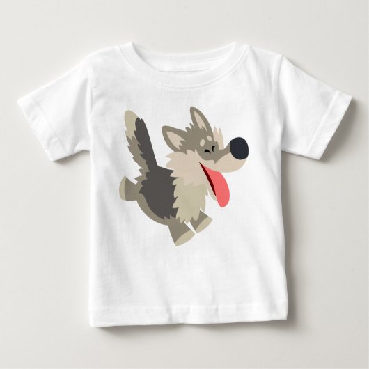 Pour Bébé Joli Frolicsome Cartoon Wolf Baby T-shirt (Devant)