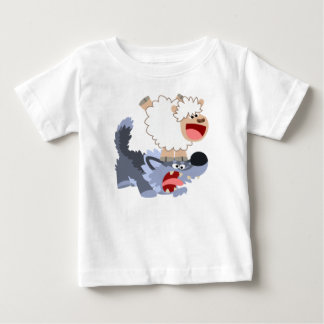 Pour Bébé Joli T-shirt caricature mouton et Wolf Baby