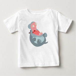 Pour Bébé Jolie Caricature Hippo Baby T-Shirt