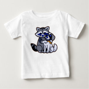 Pour Bébé Jolie Raccoon et chien amis T-shirt enfant