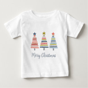 Pour Bébé Joyeux T-shirt Arbres empilés colorés de Noël