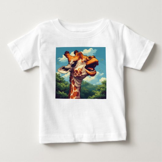 Pour Bébé Joyeux T-shirt Giraffe Pixel Art (Devant)