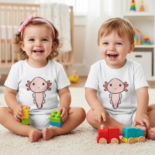 Pour Bébé Kawaii Pink Axolotl Simple Baby T-Shirt