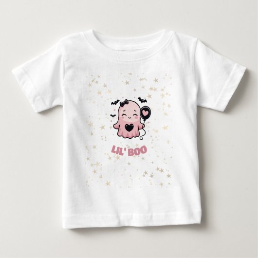 Pour Bébé LIL' BOO T-Shirt fantôme rose mignon avec ballon (Devant)