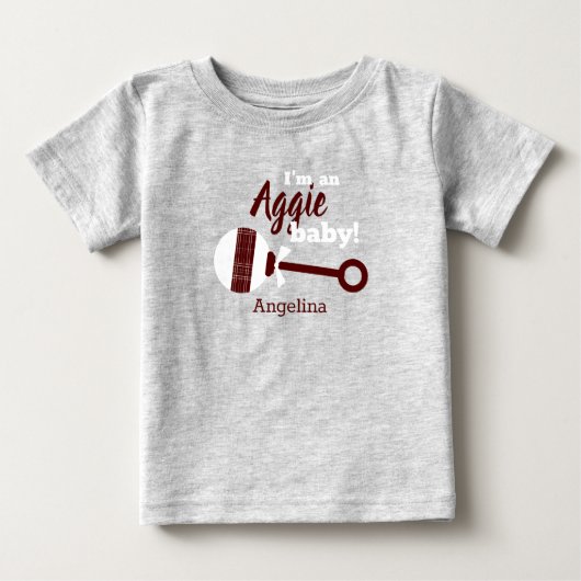 Pour Bébé Maroon Plaid Rattle Aggie Baby T-Shirt (Devant)