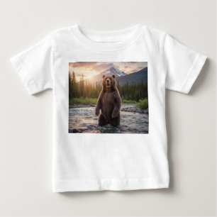 Pour Bébé Mignonne ours dans les montagnes Baby T-shirt