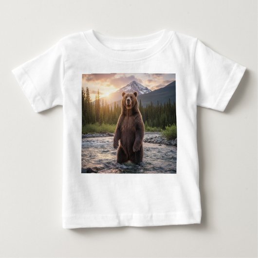 Pour Bébé Mignonne ours dans les montagnes Baby T-shirt (Devant)