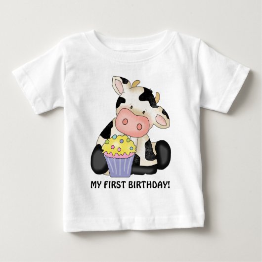 Pour Bébé Mon premier T-shirt de vache à anniversaire (Devant)