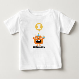 Pour Bébé Monster Cupcake Balloon 1er Anniversaire T-shirt