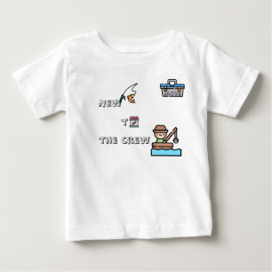 Pour Bébé "Nouveau dans l'Équipage" BLEU T-Shirt de Pêche Pe