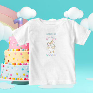 Pour Bébé One Silly Goose First Birthday Baby T-Shirt