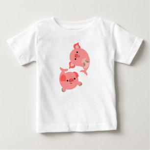 Pour Bébé Paire mignonne de mercochons en caricature T-shirt