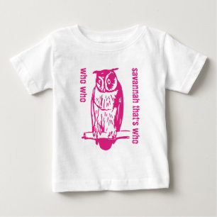Pour Bébé Personnalisé Rose mignon Qui Owl T-shirt