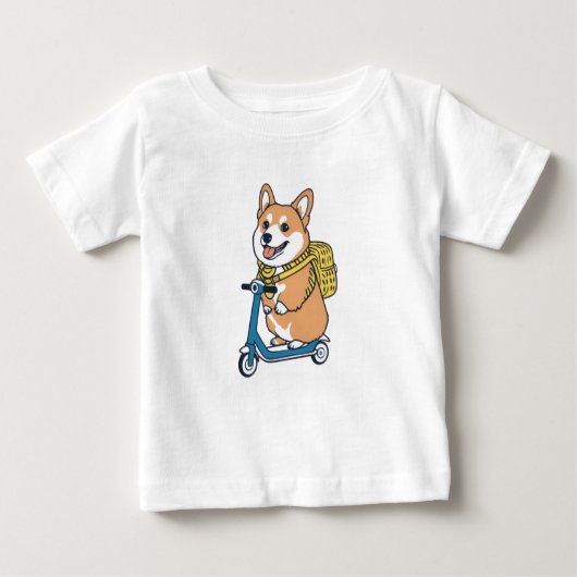 Pour Bébé Petit Scooter Corgi T-shirt enfant (Devant)