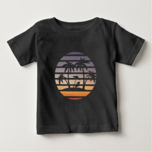 Pour Bébé quatre palmiers au coucher du soleil en T-shirt