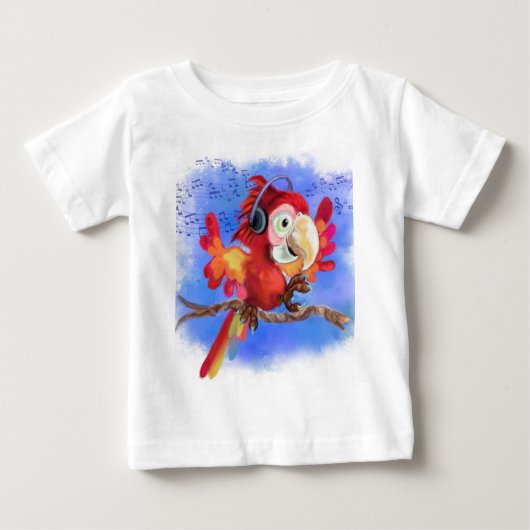 Pour Bébé Red Parrot Baby T-Shirt Fun Music Dancer (Devant)
