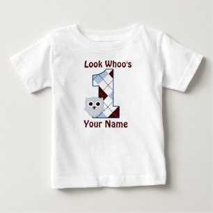 Pour Bébé Regardez Whoo's 1 Owl Boys Anniversaire T-shirt