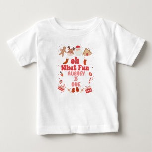 Pour Bébé Retro Girls Oh What Fun 1er Anniversaire T-shirt