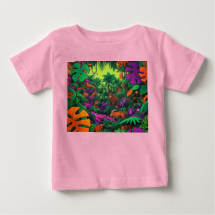 Pour Bébé Scène Jungle Animaux exotiques T-shirt