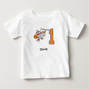 Pour Bébé Sock Monkey Hoops 1er Birthday Baby T-Shirt