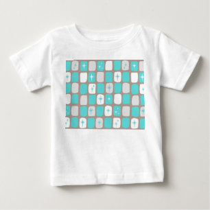 Pour Bébé Starbursts Turquoise Rétro Baby T-Shirt