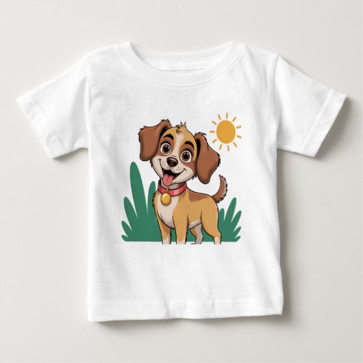 Pour Bébé Sunny Dog - un T-shirt plein de sourires (Devant)