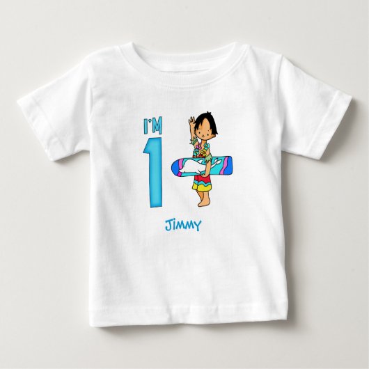 Pour Bébé Surfer Dude 1er anniversaire Baby T-shirt (Devant)