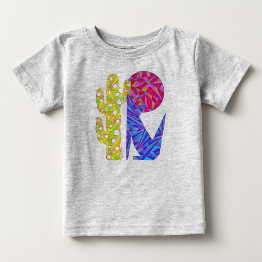 Pour Bébé T-shirt bleu mignon d'art de cactus et de lune de (Devant)