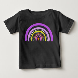 Pour Bébé T-Shirt Bohème Doodle Cœur Arc-en-Ciel