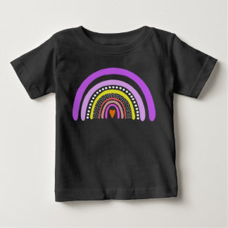 Pour Bébé T-Shirt Bohème Doodle Cœur Arc-en-Ciel