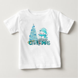 Pour Bébé T-Shirt Bonhomme de Neige Joyeux Noël Arbre de Noë