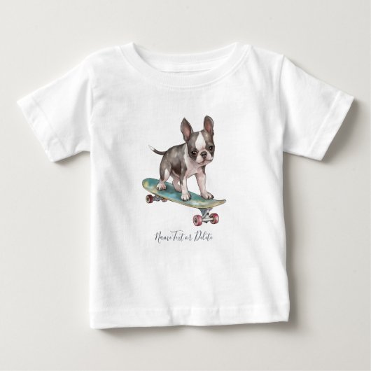 Pour Bébé T-Shirt Boston Terrier Aquarelle (Devant)
