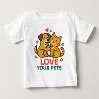 Pour Bébé T-Shirt Chien et Chat mignon - Love Your Pets Grap