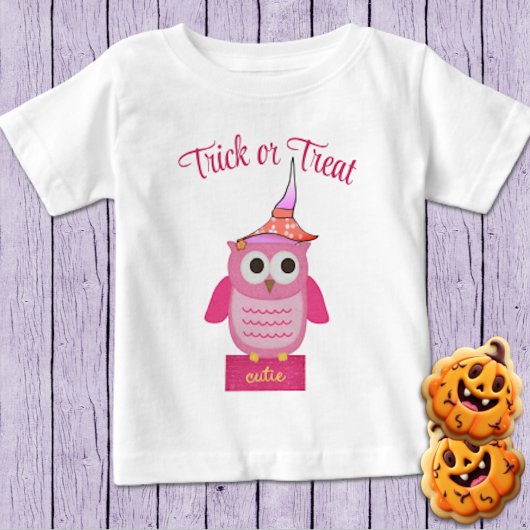 Pour Bébé T-shirt Chouette d'Halloween rose