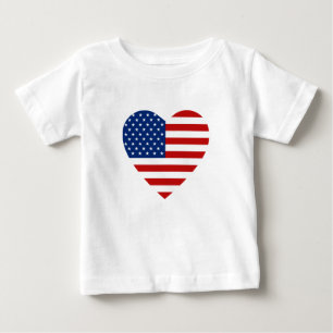Pour Bébé T-shirt Coeur du drapeau américain