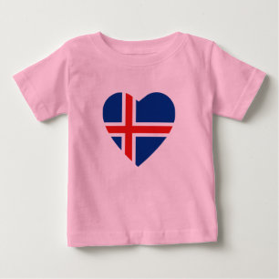 Pour Bébé T-shirt Coeur du drapeau islandais
