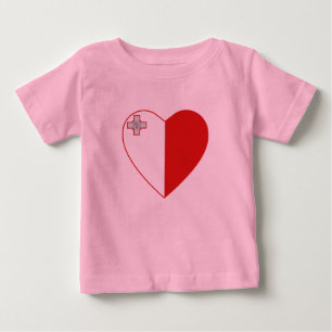 Pour Bébé T-shirt Coeur du drapeau maltais