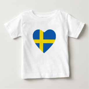 Pour Bébé T-shirt Coeur du drapeau suédois