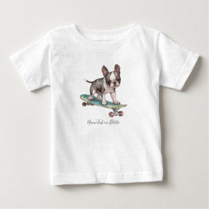 Pour Bébé T-Shirt Colore À L'eau Boston Terrier