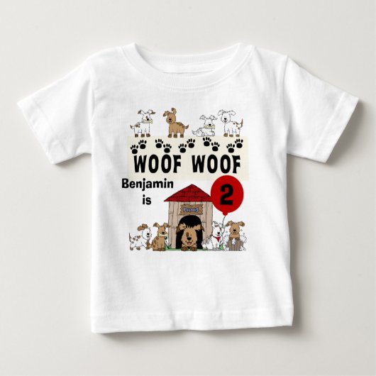 Pour Bébé T-shirt customisé d'anniversaire de chiot (Devant)