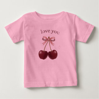 Pour Bébé T-shirt Cute Pink Cherry Love You – Douce Noeud &