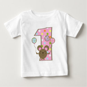 Pour Bébé T-shirt d'anniversaire de rose de souris de ballon