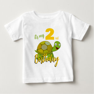 Pour Bébé T-shirt d'anniversaire de tortue personnalisée