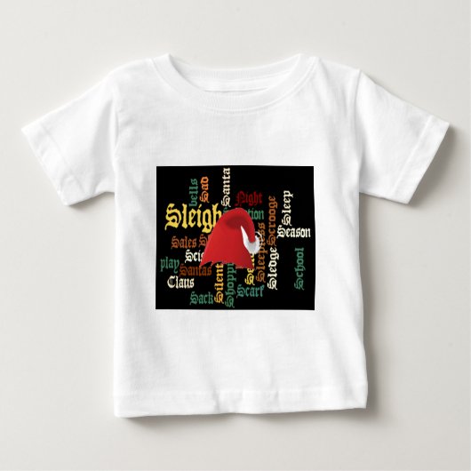 Pour Bébé T-shirt d'art de Noël Santa Hat Word (Devant)